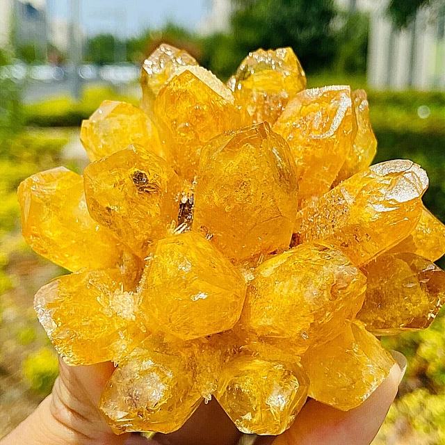 294g New Find yellow Phantom Quartz Crystal Cluster Mineral Specimen Healing 2