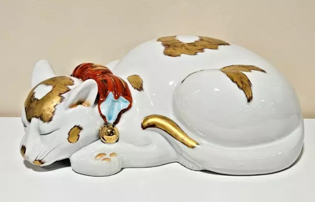 Vintage Sleeping Cat Kutani Style Ardalt Artware Made In Japan