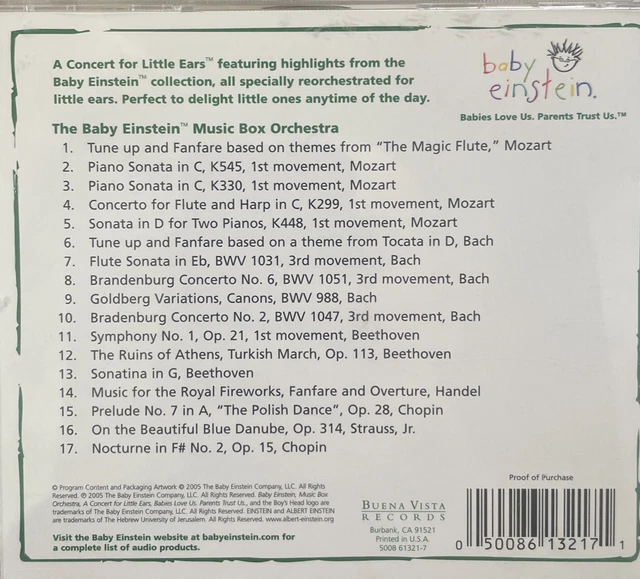 BABY EINSTEIN MUSIC Box Orchestra (CD, 2005) 6.00 PicClick