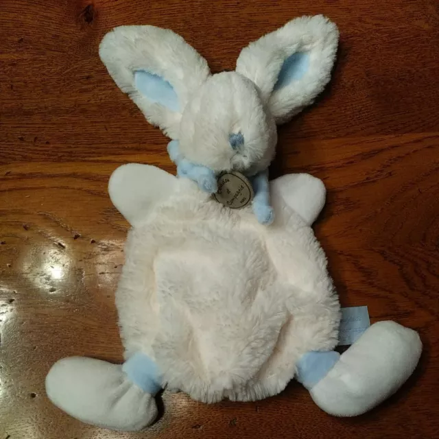 Doudou plat lapin blanc bleu tout doux bonbon DOUDOU ET COMPAGNIE COMME NEUF