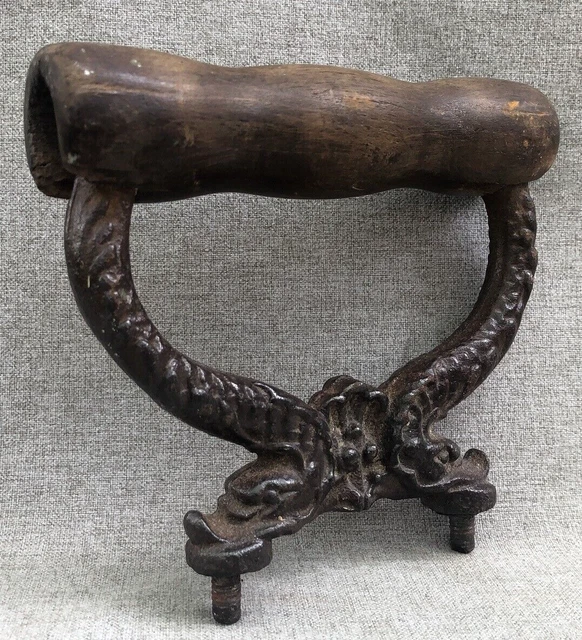 Antique french door handle 19th century cast iron wood Empire style