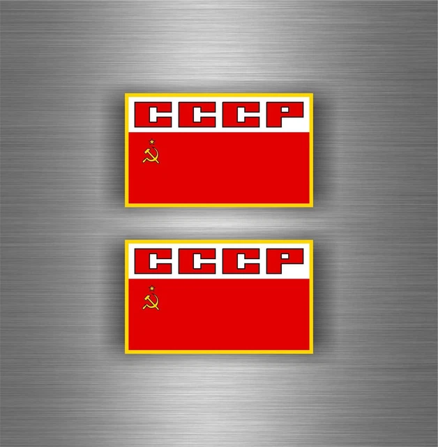 Autocollant Drapeau URSS/CCCP Pour Voiture - Sticker Vintage Russe, Neuf Sous Blister