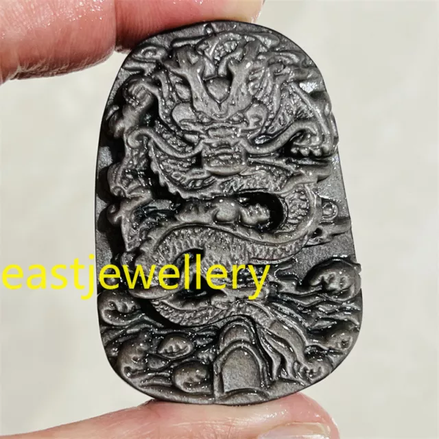 2" Natural Silver Obsidian Dragon skull Quartz crystal skull Figurines Gem 1PC