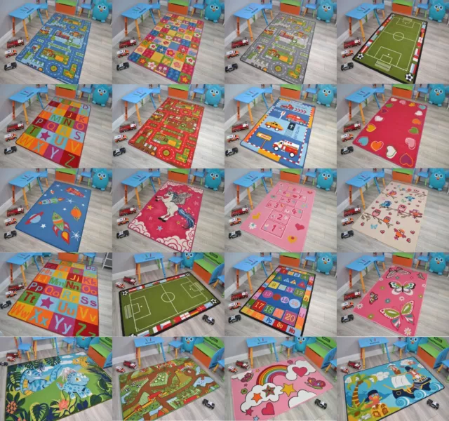 Machine Washable Childrens Rugs Non Slip Boys Girls Mats Kids Cheap New Bright