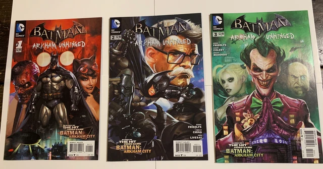 Vintage DC Batman Arkham Unhinged #1 -3 VF-NM 2012 Harley Quinn Joker FREE SHIP