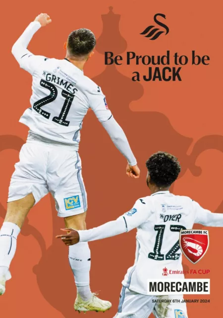 SWANSEA CITY v MORECAMBE 6 January 2024 England Emirates FA CUP OFFICIAL/FAN