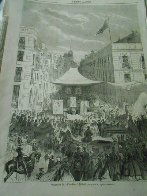 1862 engraving - Procession of the Feast of God in Madrid