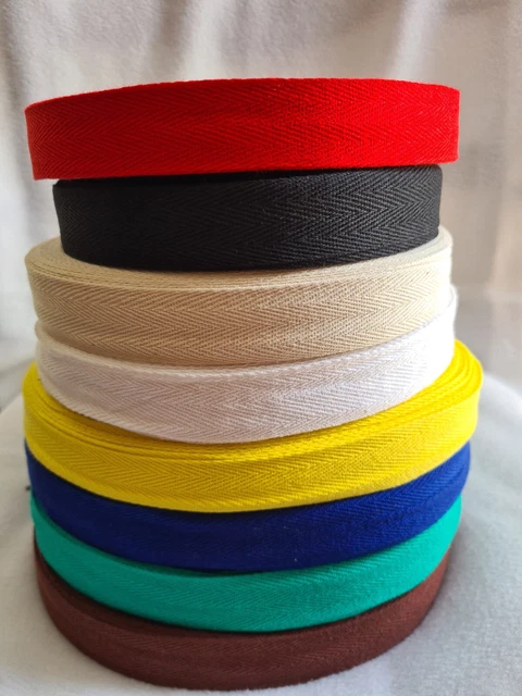 Cotton Webbing Herringbone Tape Strap 25mm DIY Apron Bunting 11 COLOURS + MIX