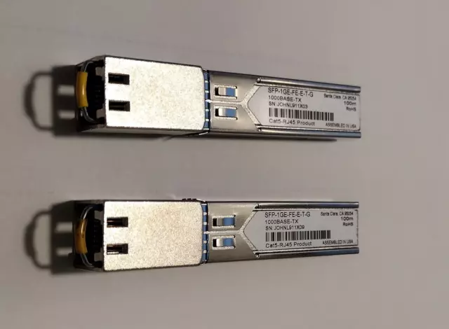 LOT OF 2 *Juniper SFP-1GE-FE-E-T Compatible 0/100/1000Base-T SFP Transceiver
