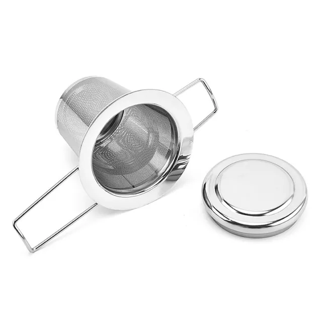 Stainless Steel Mesh Tea Infuser With Lid Reusable Cup Loose Leaf Spice Filter