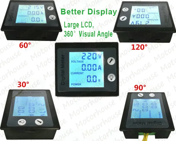 AC Power Meters Monitor Volt Amp kWh Watt Digital Electric Combo Meter 110v 230V 2