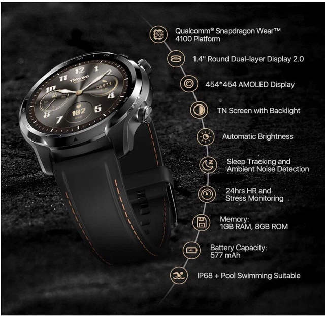 Mobvoi TicWatch Pro 3 GPS Stainless Steel w/ Silicone Strap AMOLED Smartwatch