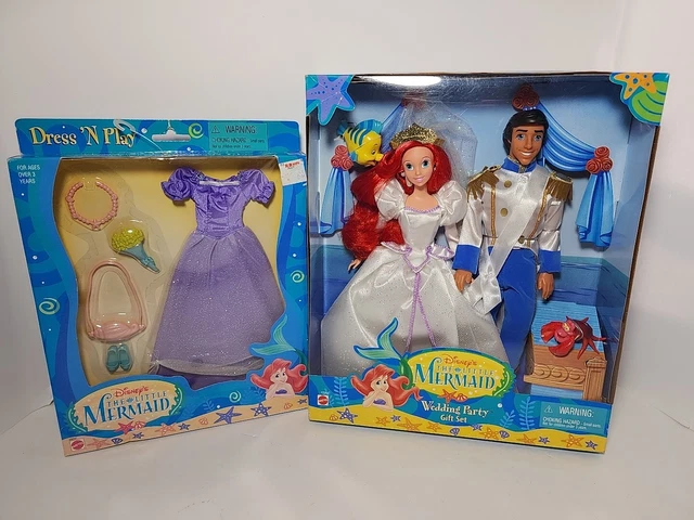 1997 Disney's The Little Mermaid Ariel Doll Eric Wedding Party Gift Set Mattel