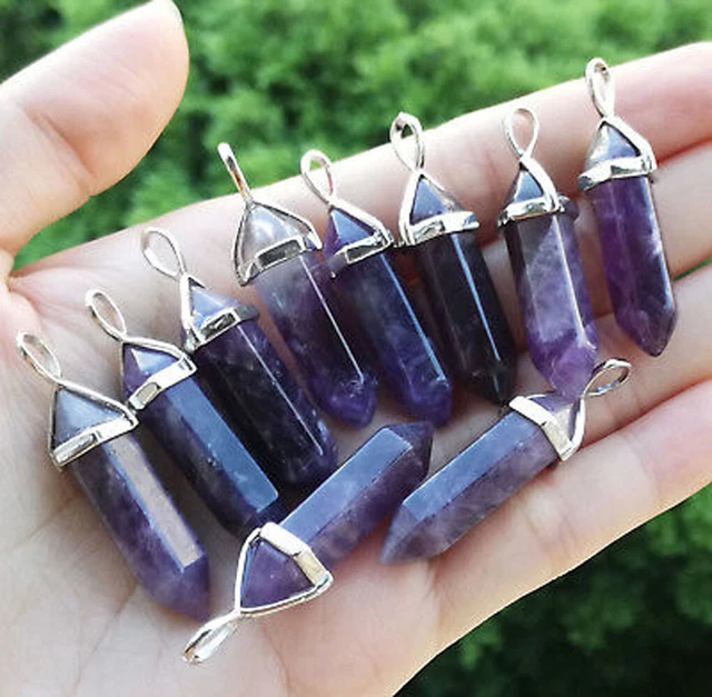 10pcs Natural Amethyst Stone Pendants bead Natural Pendant Chakra Healing Point