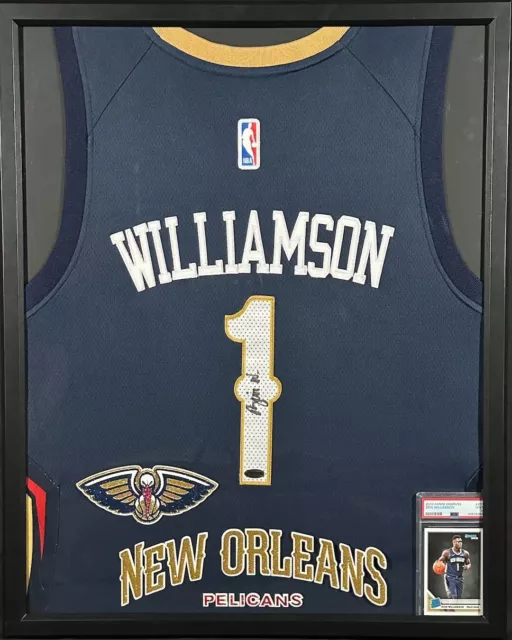 FRAMED Autographed/Signed ZION WILLIAMSON 33x42 White Nike Jersey Fana –  Super Sports Center