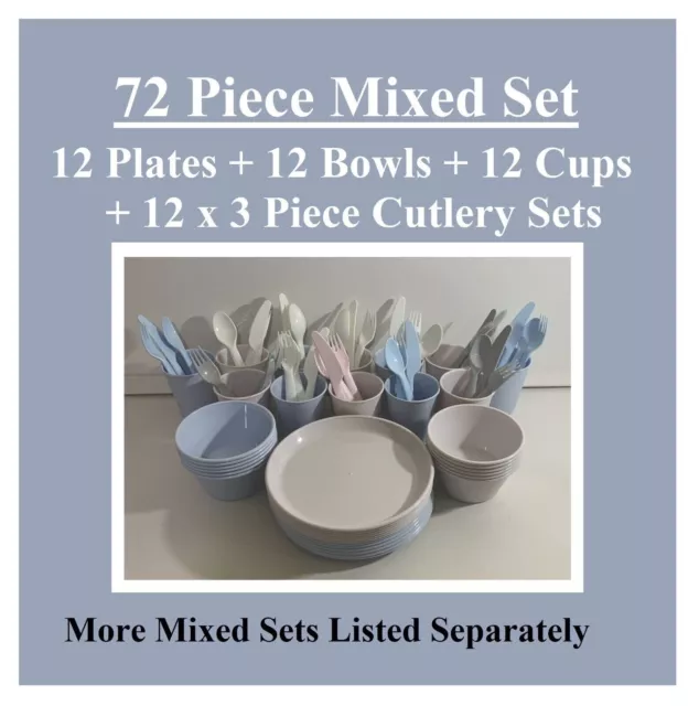 72 PIECE DINNER Set Kids Plastic DUNELM Plates Bowls Cups + IKEA KALAS