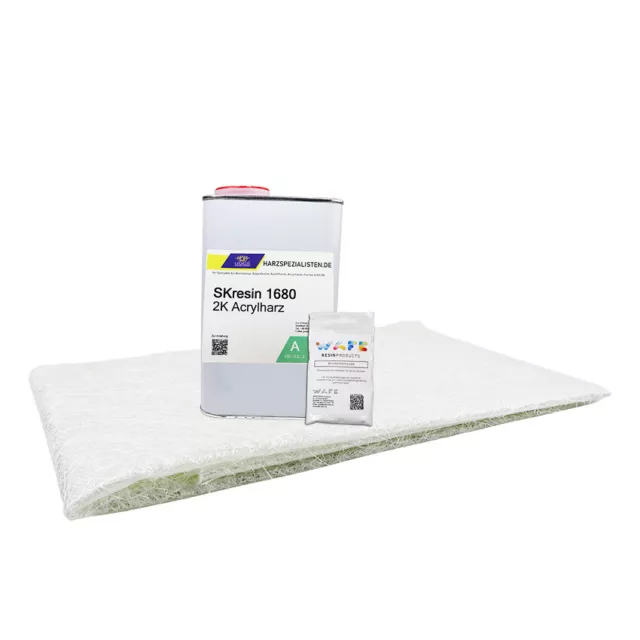 GFK Set: Reparatur Set Acryl mit Glasfasermatte zum Laminieren und Reparieren