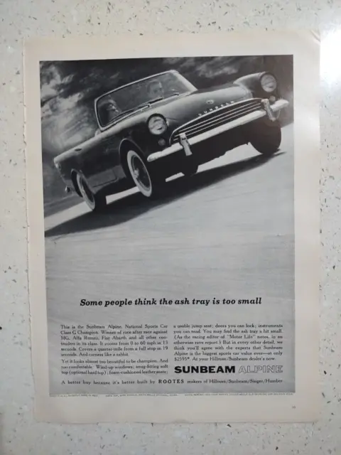 1961 Sunbeam Old Car Ad Body Alpine Rootes Convertible Hillman Singer Cdjn6163