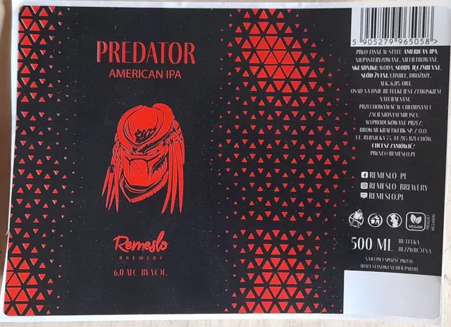 Beer label Predator movie