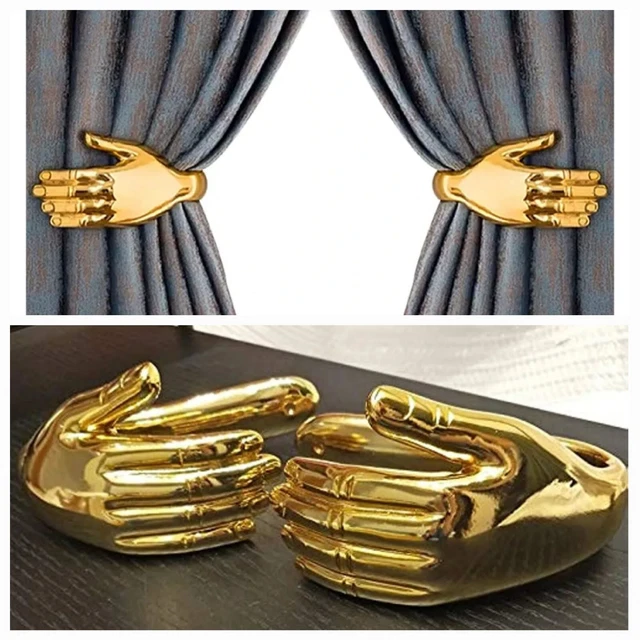Decorative Curtain Tiebacks Stylish Gold Hands Drapery Hold Backs