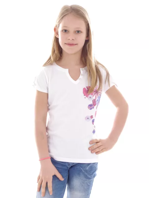 Brunotti T-Shirt Haut D’Été T-Shirt Blanc Boutons Fleurs Nœuds