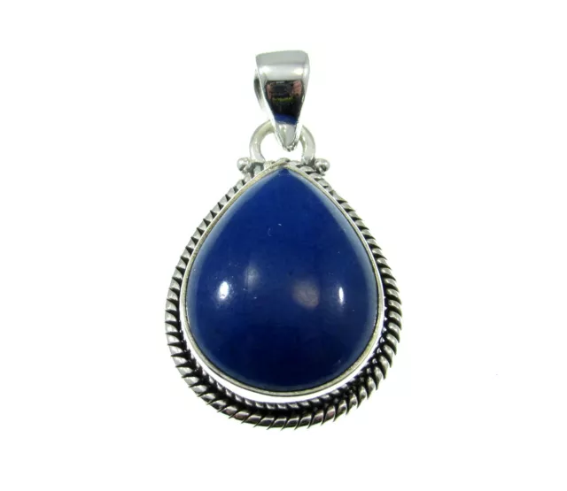 Handcrafted Solid 925 Sterling Silver Teardrop Lapis Lazuli Gemstone Pendant