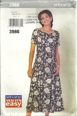 BUTTERICK See&Sew 3986 MISSES' SIZE 6-10 DRESS SEWING PATTERN VINTAGE