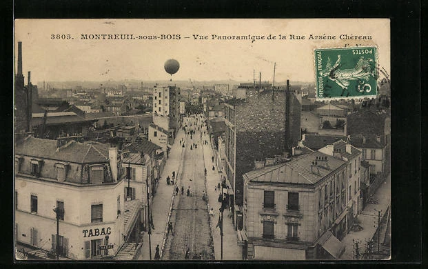 CPA Montreuil-underwood, panoramic view of Rue Arsene Chereau 1910