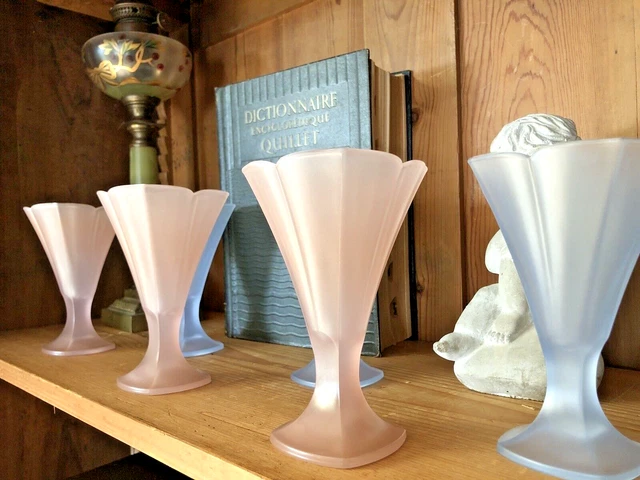 Lot De 5 Coupes à Glace Vintage Guy Degrenne, Inox Argenté, Années 70, Diamètre 9 Cm