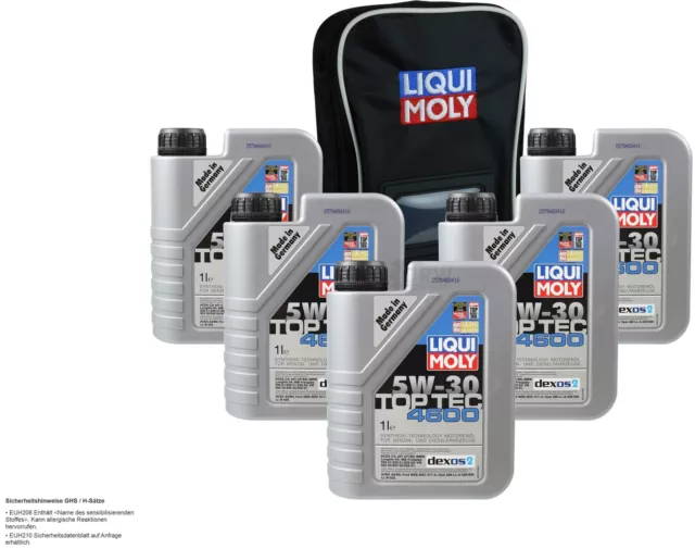 5L LIQUI MOLY 3755 Top Tec 4600 5W-30 Huile huile moteur Nachfüllöl-tasche