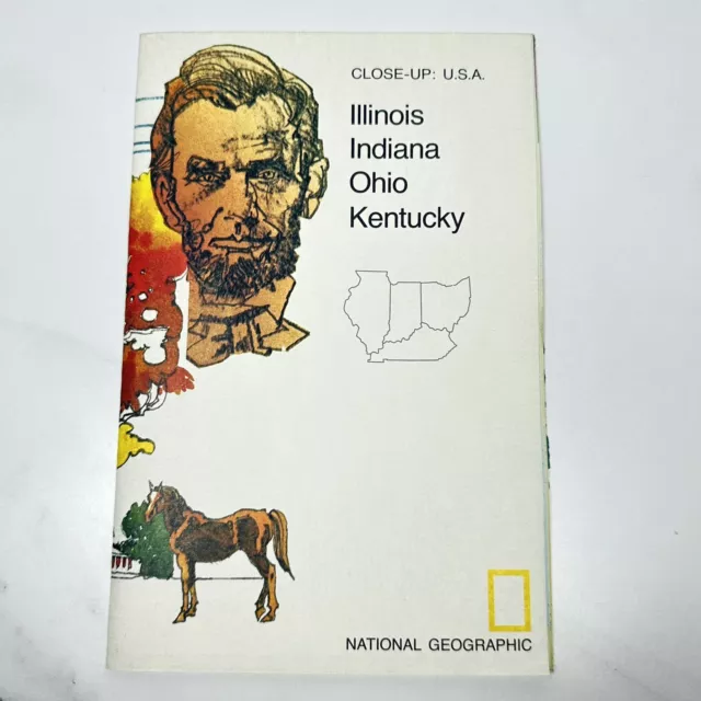 1977 Illinois Indiana Ohio Kentucky Map Travel Vacation National Geographic