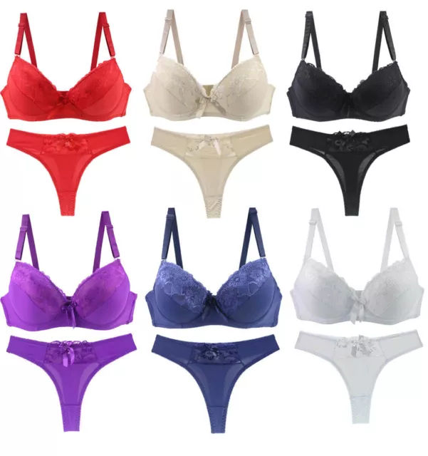 32-42 B/C/DD/E Womens  Lace Padded  Bra set Ladies Ladies Underwear sets