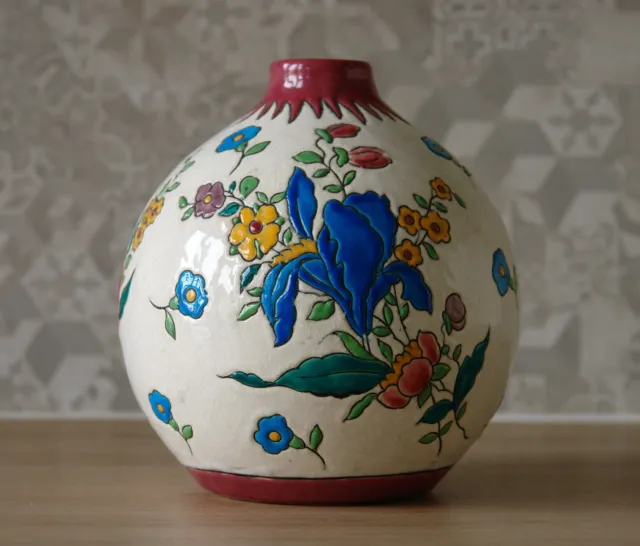 Charles CATTEAU - Vase Art Déco - BOCH LA LOUVIERE - Atelier de Fantaisie 1940