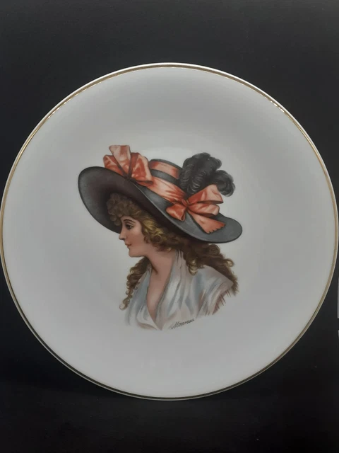 Assiette en porcelaine de Limoges décor d'avion signée Marcel Jeanjean