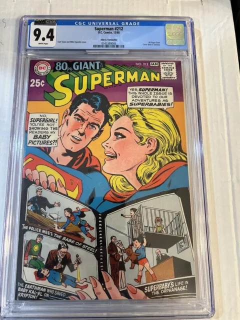 Superman #212 - CGC 9.4 - White Pages - CVA Exceptional Copy (1968)