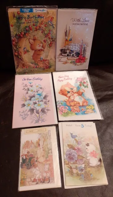 Small Bundle Job Lot Vintage Retro Kitsch Birthday Greetings Cards