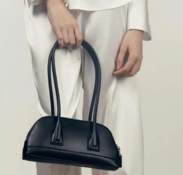 Zara Black Should Bag Small Baguette Minimalist Faux Leather Gift Idea
