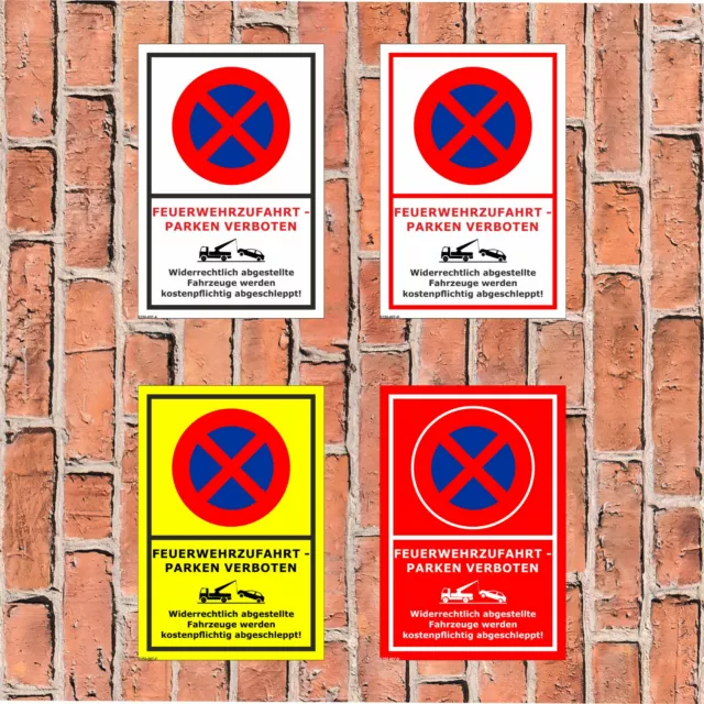 Schild Feuerwehrzufahrt - Parken verboten -  Widerr. ab - in 4 Größen - S350-007
