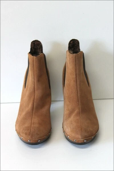 SCHOLL Bottines Boots Fourrées Daim Clouté Caramel T 41  ETAT NEUF 3