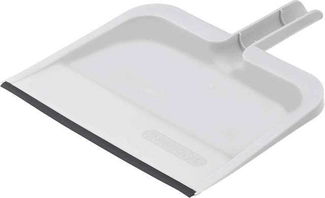 Superio Clip-On Dustpan with Rubber Lip Light Grey - 10-Inch Wide Durable Plasti