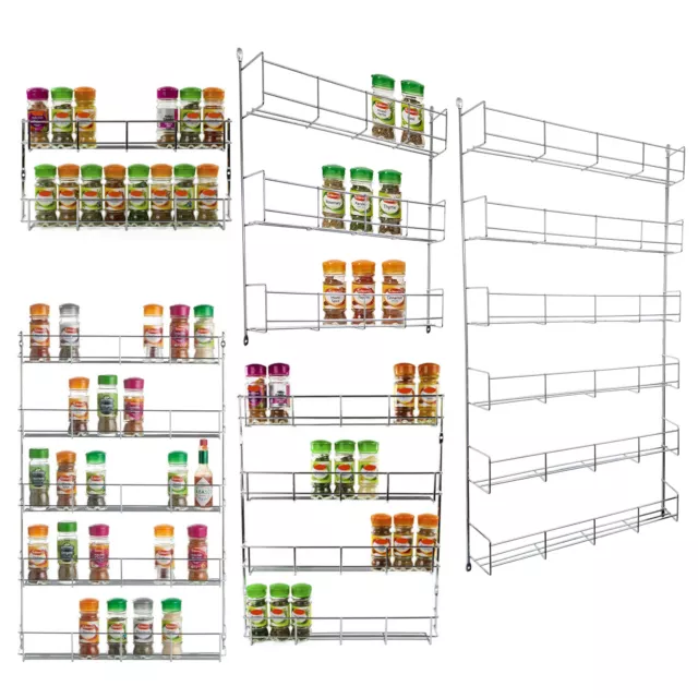 Kitchen Cupboard Door Wall Mounted 2 3 4 5 & 6 Tier Spice Jar Rack Storage Unit