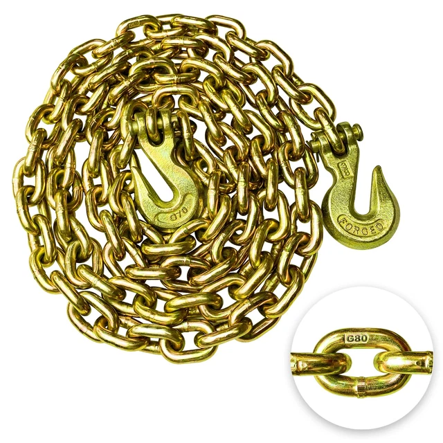 G80 Transport Binder Chain 3/8 Inch X 10 Foot Safety/Binder Chain with Clevis Gr
