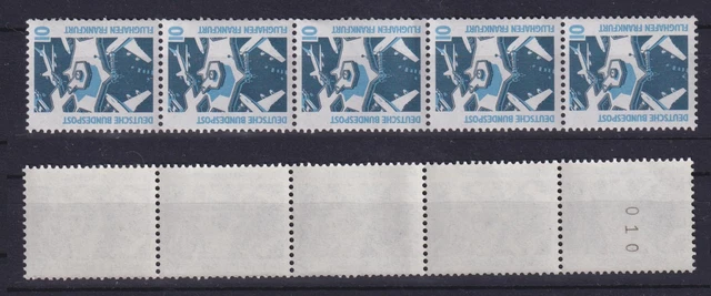 Bund 1347 Au RM 5er Streifen mit gerader Nummer SWK 10 Pf postfrisch