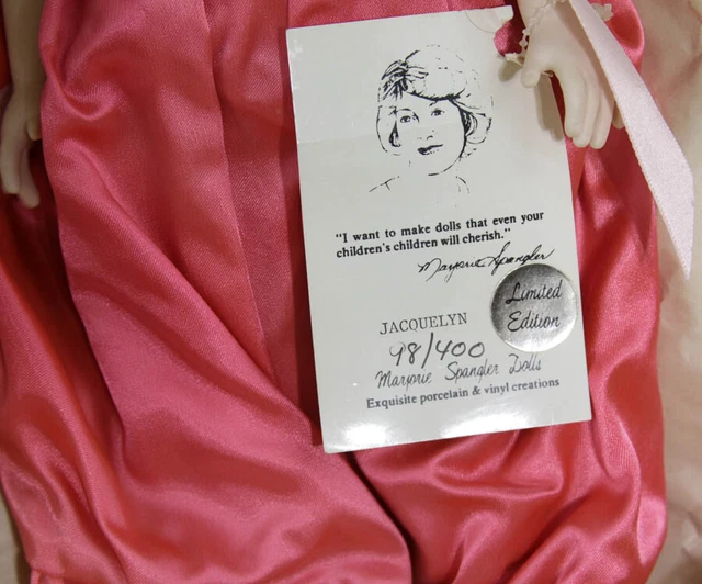 LIMITED EDITION MARJORIE SPANGLER DOLLS "JACQUELYN" 98/400 PORCELAIN DOLL in box 2