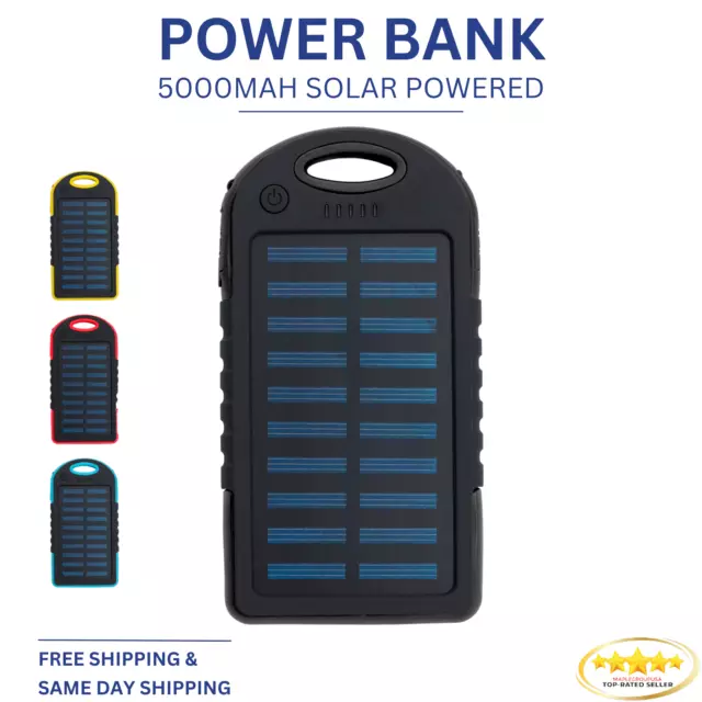 Super 5000mAh USB Portable Charger Solar Power Bank for iPhone Samsung