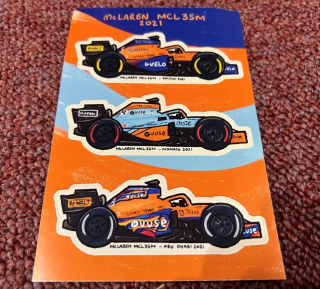 3 Autocollants F1 Formule 1 Formula Mac Laren Gp British Monaco Abu Dhabi 2021