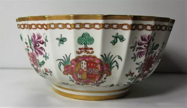 Gorgeous & Large 10" Antique SAMSON FRANCE Armorial Pottery Bowl  c. 1890