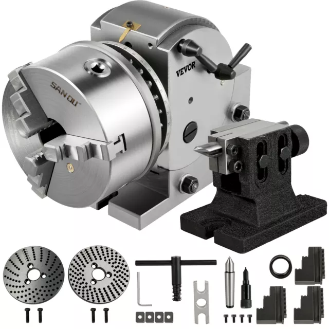 Indexing Dividing Head BS-1 6" 3 Jaw Chuck & Tailstock for CNC Milling Machine