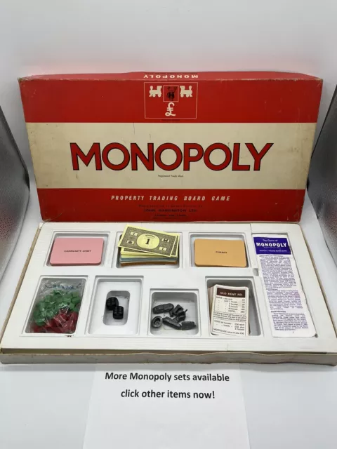 Monopoly Board Game Waddingtons Vintage Red Box Retro *100% Complete* Free Post!