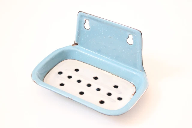 Porte-savon Vintage En Fonte émaillée – Bleu – Déco Salle De Bain Rétro